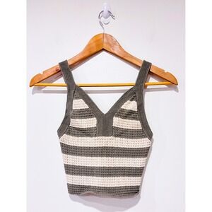 NOBO Green striped knit crop tank | Cottagecore Casual | X-Small